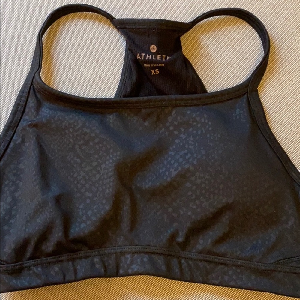 Athleta high neck chi bra black snake print